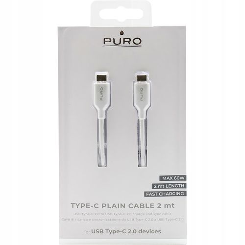 Kabel Przewód Puro USB-C do USB-C 2 metry Biały na Arena.pl