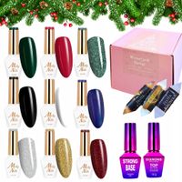 MOLLY NAILS Zestaw świąteczny 9x lakier hybrydowy BAZA TOP słodkości GRATIS