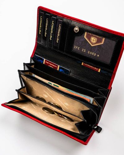 pojemny, skórzany portfel damski na zatrzask i suwak - peterson na Arena.pl