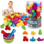 sorter nauka kolorów liczenia montessori pojazdy figurki do chwytania tuba