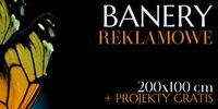 PLANDEKA BANER REKLAMOWY 200x100 cm z laminatem płynnym PROJEKT GRATIS