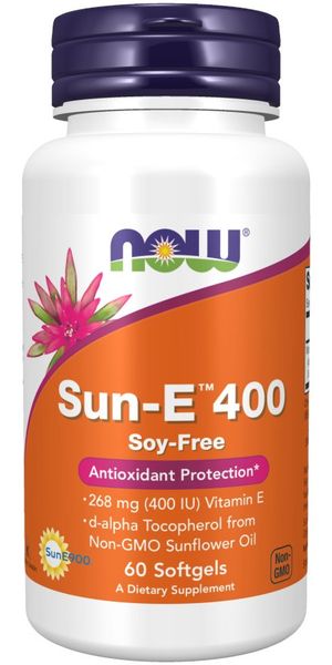 NOW FOODS Witamina E Sun-E 400 IU (60 kaps.) zdjęcie 1