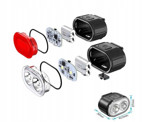 LAMPKA ROWEROWA PRZÓD TYŁ NA KIEROWNICĘ WODOODPORNE LED USB AKU na Arena.pl