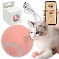 INTERAKTYWNA ELEKTRYCZNA ZABAWKA PIŁKA RUCHOMA DLA KOTA ŁADOWANA USB RÓŻOWA