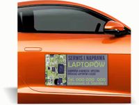 Magnes na samochód reklama magnetyczna 60x30 SERWIS NAPAWA LAPTOPÓW wzory