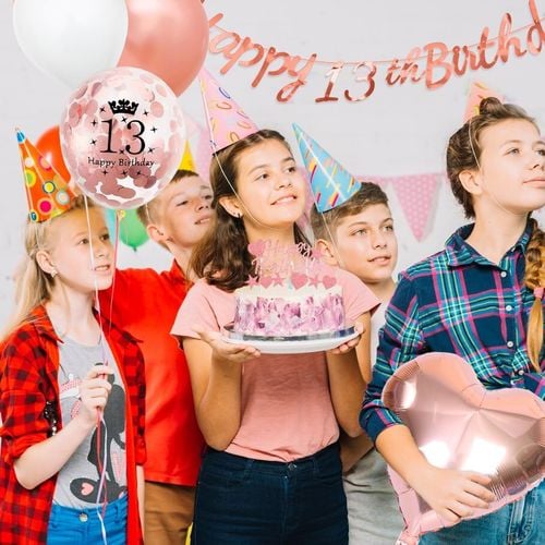 Zestaw Balonów na 13 Urodziny Różowe Złoto Konfetti Baner Gwiazdki XL na Arena.pl