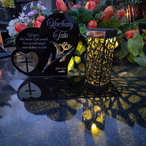 ZNICZ SOLARNY z Grawerem Wieczna Lampka Latarenka LED STATUETKA dla taty na Arena.pl