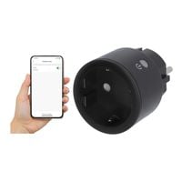 Inteligentne Gniazdko Wifi Sterowanie Głosem Aplikacja Timer Czarne Wtyczka