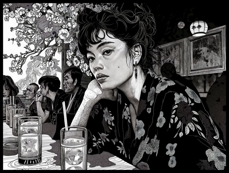 Plakat 80x60cm Czarne Kimono zdjęcie 2