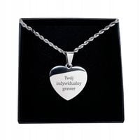 SREBRNY NASZYJNIK DAMSKI 925 ŁAŃCUSZEK SERCE Z IMIENIEM Z GRAWEREM WISIOREK