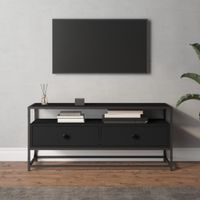 Szafka pod TV, czarna, 100x35x45 cm, materiał drewnopochodny