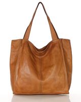 Duża skórzana torebka shopper na ramię – MARCO MAZZINI brązowa camel, idealna na miasto