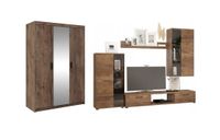 Zestaw Mebli Meblościanka + Szafa 3 drzwiowa z lustrem Dąb Lefkas