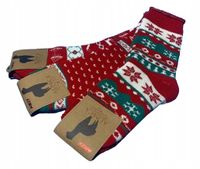 3x CIEPŁE GRUBE ZIMOWE SKARPETY WEŁNIANE ALPAKA na PREZENT świąteczne wzory