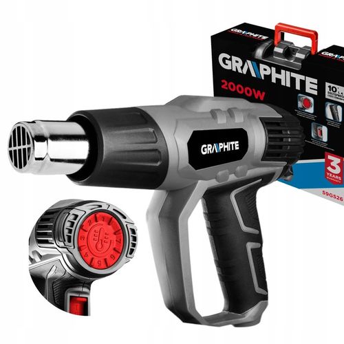 GRAPHITE OPALARKA 2000W 3 ZARKESY TEMPERATUR 550°C KABEL 3M WALIZKA na Arena.pl