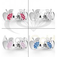 SREBRNE KOLCZYKI JABŁKA NA SZTYFT PRÓBA SREBRA 925 DOSTĘPNE RÓŻNE KOLORY