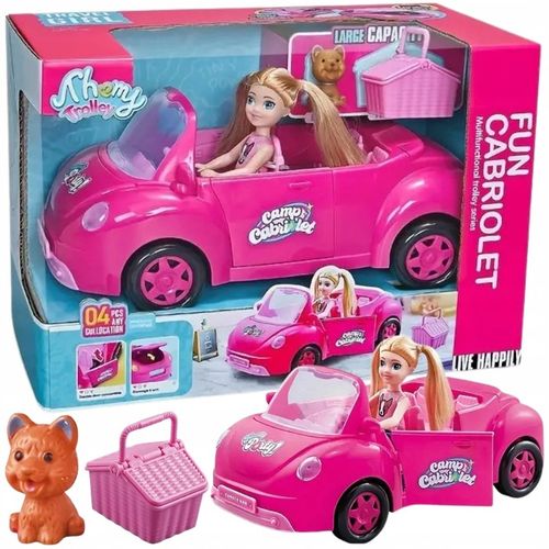 Lalka w samochodzie z pieskiem i koszykiem DLA DZIEWCZYN kabriolet prezent na Arena.pl
