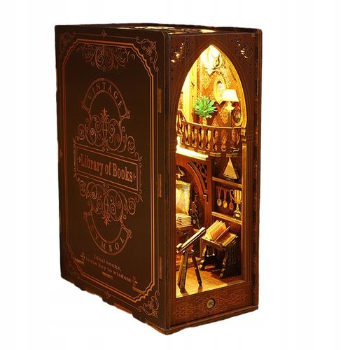 DIY Drewniane PUZZLE 4D OŚWIETLENIE BIBLIOTEKA PODPÓRKA NA PÓŁKĘ DO KSIĄŻEK na Arena.pl