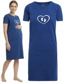 Koszula Nocna Ciążowa do Karmienia Bawełna do Karmienia GRANATOWY MORAJ L