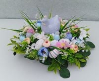 Stroik wielkanocny na stół 48 cm z kurą i jajkami, dekoracja