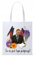 Prezydent Andrzej Duda Torba Eco Biała Shopper Z Nadrukiem Ze Zdjęciem