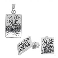 SREBRNY KOMPLET Z OKSYDOWANYM WZOREM SREBRO PRÓBY 925