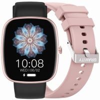 smartwatch damski gravity gt18-1 różowy pasek silikonowy + czarny pasek