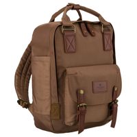 plecak damski z poliestru i skóry ekologicznej w brązowym kolorze