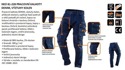 SPODNIE ROBOCZE DENIM BAWEŁNA/ELASTAN WZMACNIANE ROZMIAR L NEO TOOLS 81-228 na Arena.pl