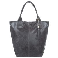 VERA PELLE torebka damska skórzana shopper z saszetką V550 c.szara