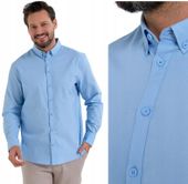 Koszula Męska Bawełniana z Długim Rękawem Typu Oxford NIEBIESKI MORAJ - 3XL