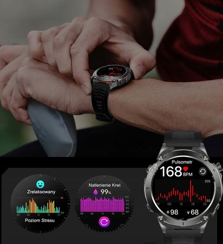 SMARTWATCH MĘSKI ZEGAREK GPS 730 MAH KOMPAS ROZMOWY LATARKA AMOLED PL na Arena.pl