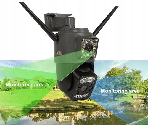 KAMERA OBROTOWA WIFI ZEWNĘTRZNA 2xOBIEKTYW 2+2MP 2W1 ZOOM 2K DETEKCJA BLOW na Arena.pl