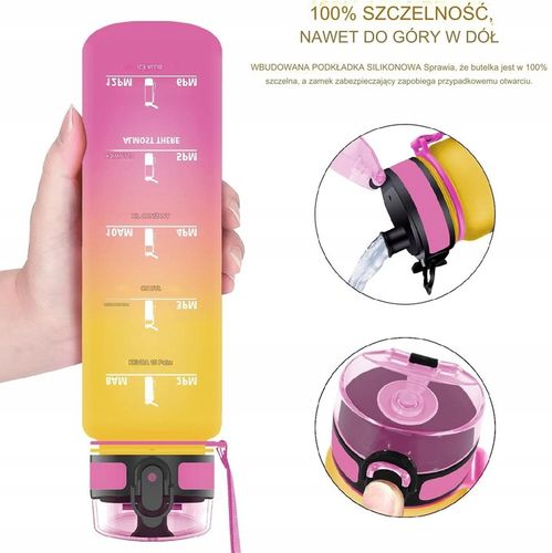 Butelka Bidon na Wodę Miarka Motywacyjna 1L TRITAN 1000ml + sitko na owoce na Arena.pl