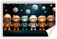 Fototapeta PREMIUM STRUKTURA ZMYWALANA NA WYMIAR mali astronauci w kosmosie