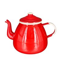 Imbryk Emaliowany 1,4 L - Dzbanek na Herbatę Czerwony z Sitkiem Handmade