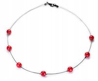 Czerwony Naszyjnik Delikatny na lince Szkło Polerowne Jablonex