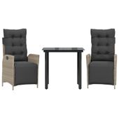 3-cz. zestaw mebli ogrodowych z poduszkami, szary rattan PE