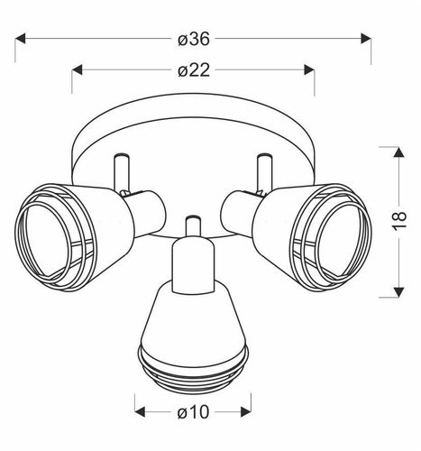 Neria lampa sufitowa plafon czarny 3x40W E14 klosz miedziany na Arena.pl