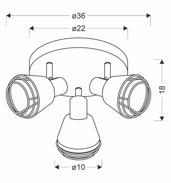Neria lampa sufitowa plafon czarny 3x40W E14 klosz miedziany zdjęcie 5