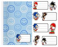 NAKLEJKI NA ZESZYT ZESZYTY NALEPKA 8szt - SONIC WZORY Z GIER + GRATIS