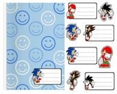 NAKLEJKI NA ZESZYT ZESZYTY NALEPKA 8szt - SONIC WZORY Z GIER + GRATIS