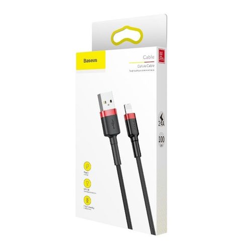 Kabel Lightning USB Baseus Cafule 2,4A 1m (czarno-czerwony) na Arena.pl