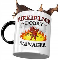 Kubek Czarny Dla Managera Piekielnie Dobry Manager Z Nadrukiem Ze Zdjęciem