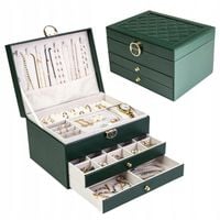 SZKATUŁKA NA BIŻUTERIĘ ORGANIZER ELEGANCKI KUFEREK POJEMNY PUDEŁKO PREZENT