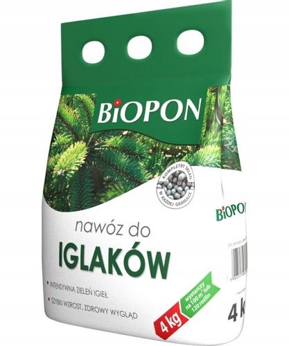 BIOPON nawóz granulowany do IGLAKÓW wieloskładnikowy 4kg - do 120 roślin na Arena.pl