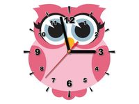 30X30CM ZEGAR RÓŻOWA SÓWKA NIEBIESKIMI OCZKAMI OBRAZ DREWNO