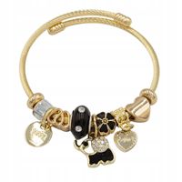 Bransoletka charms modułowa sztywna regulowana kolor złoty Słonik 05