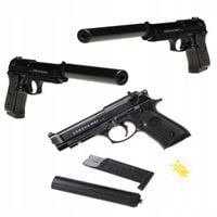 PISTOLET NA KULKI BERETTA REPLIKA METAL ASG TŁUMIK