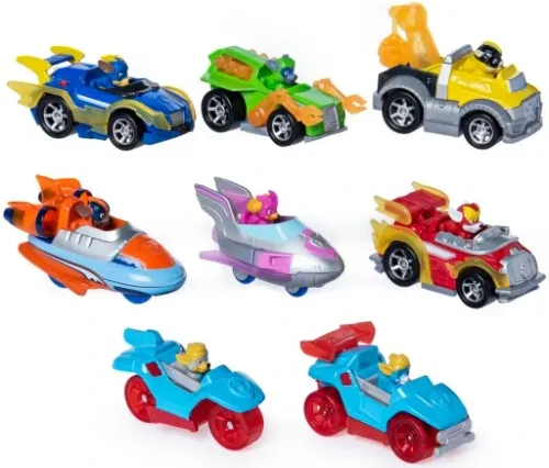 PSI PATROL MIGHTY PUPS 8 POJAZDÓW METALOWYCH PREZENT DLA DZIECKA NA ŚWIĘTA na Arena.pl